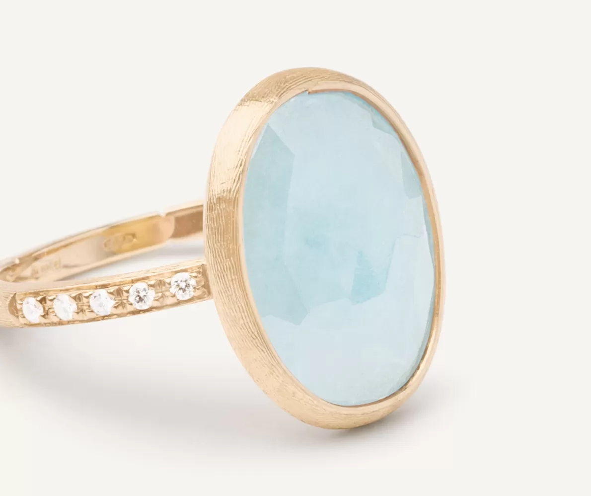 Marco Bicego 18Kt Yellow Gold Aquamarine And Diamond Ring