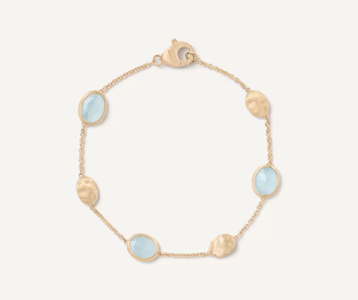 Marco Bicego 18Kt Yellow Gold Bracelet With Oval Elements And Aquamarine