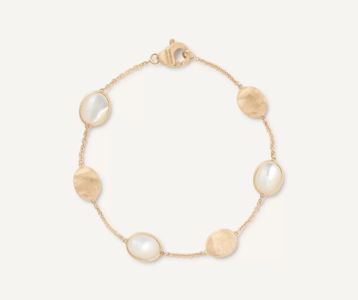 Marco Bicego 18Kt Yellow Gold Bracelet With Ovals And Mother-Of-Pearl