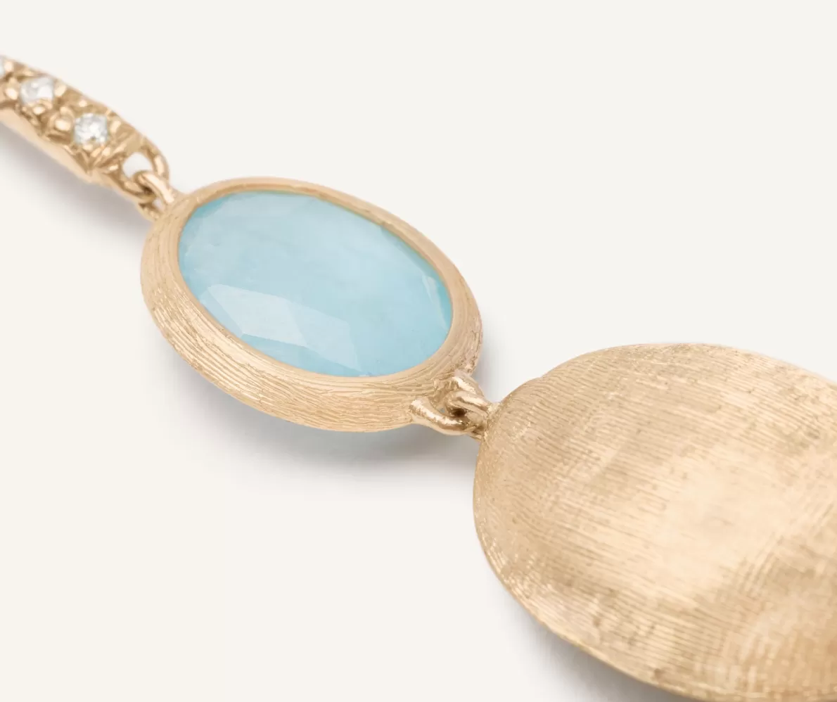 Marco Bicego 18Kt Yellow Gold Earrings With Aquamarine And Diamond Hook