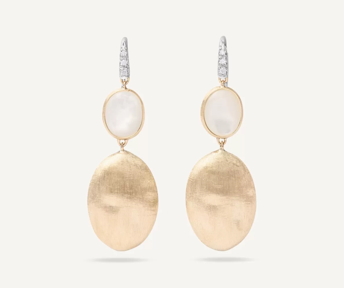 Marco Bicego 18Kt Yellow Gold Earrings With Mother-Of-Pearl And Diamond Hook