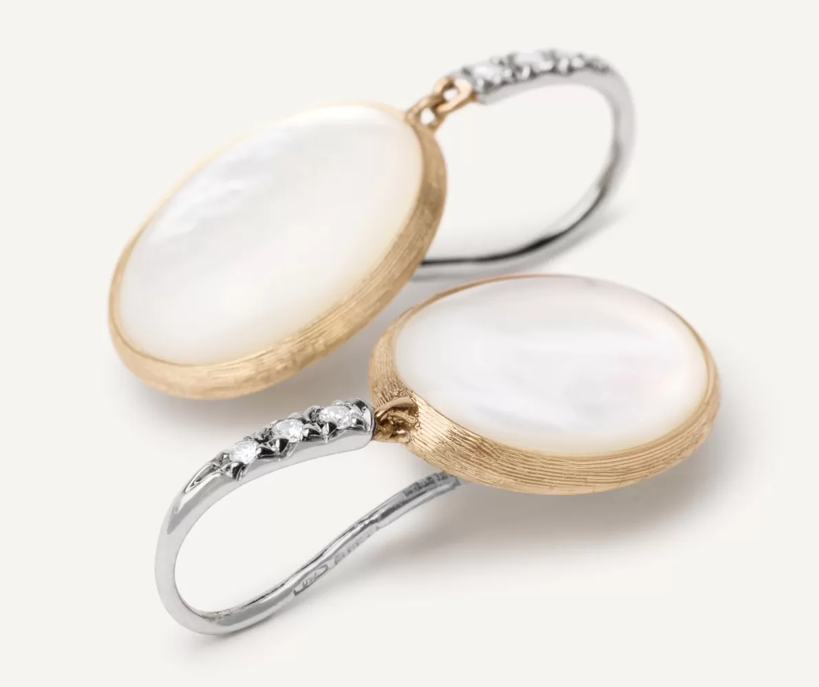 Marco Bicego 18Kt Yellow Gold Earrings With Mother-Of-Pearl And Diamond Hook