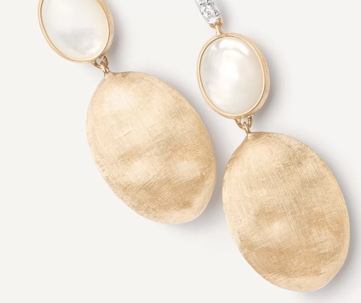 Marco Bicego 18Kt Yellow Gold Earrings With Mother-Of-Pearl And Diamond Hook