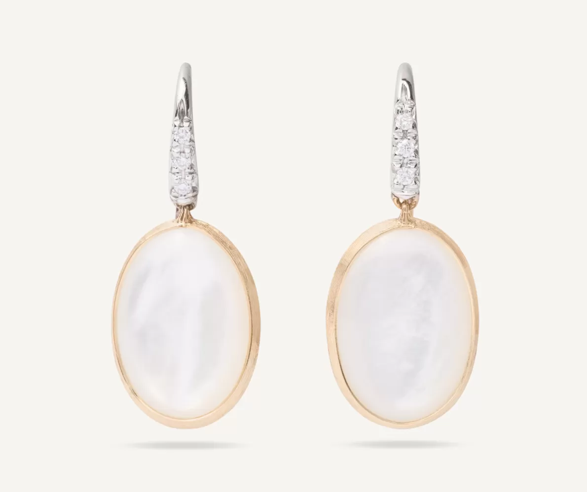 Marco Bicego 18Kt Yellow Gold Earrings With Mother-Of-Pearl And Diamond Hook