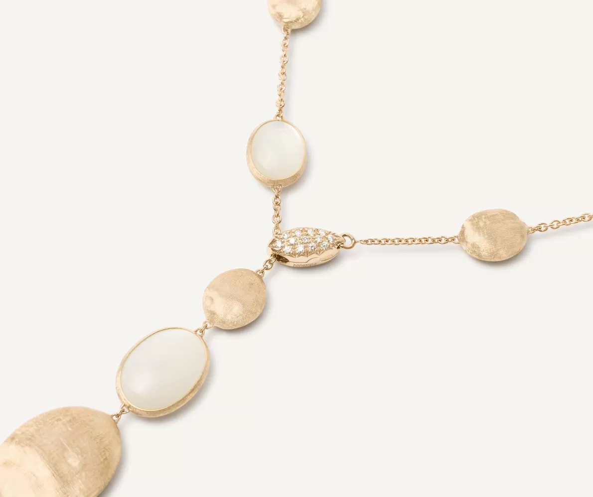 Marco Bicego 18Kt Yellow Gold Lariat Necklace With Mother-Of-Pearl And Diamonds