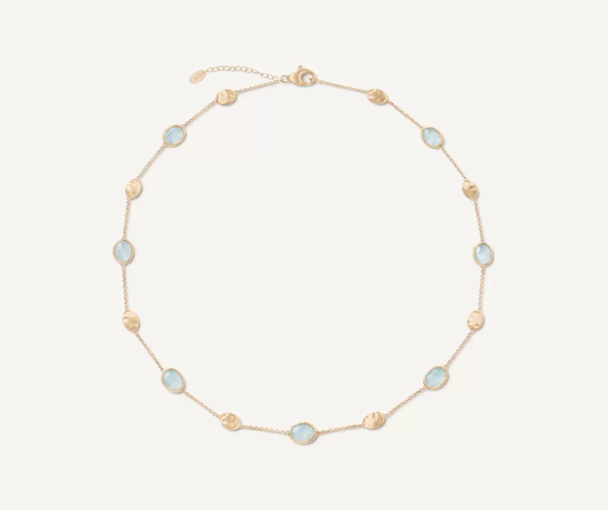 Marco Bicego 18Kt Yellow Gold Necklace With Oval Elements And Aquamarine