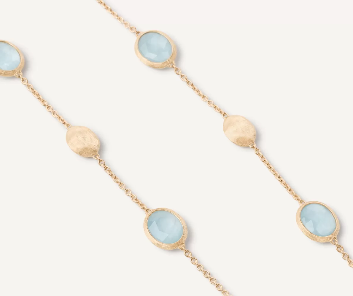 Marco Bicego 18Kt Yellow Gold Necklace With Oval Elements And Aquamarine