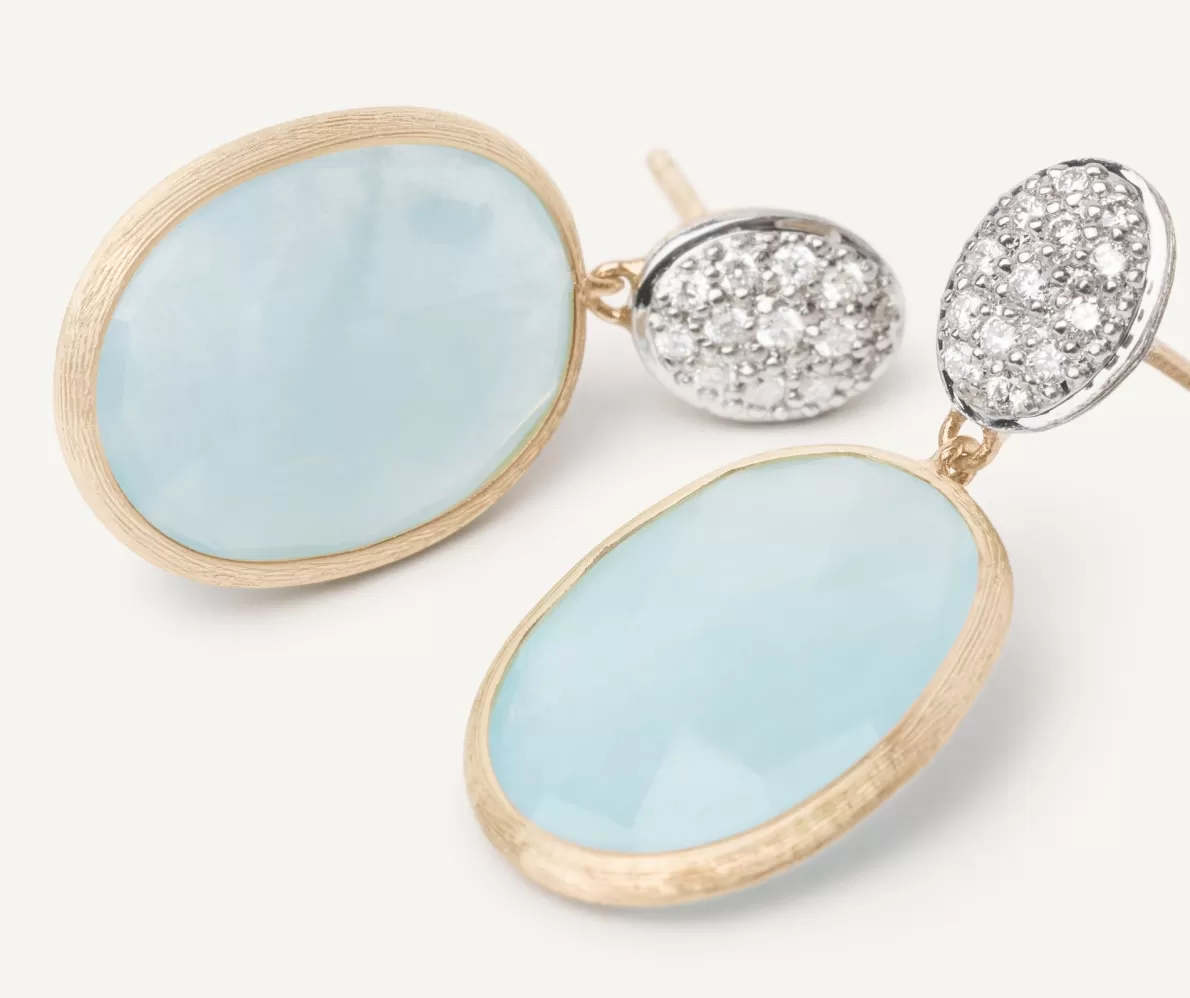 Marco Bicego 18Kt Yellow Gold Pendant Earring With Aquamarines