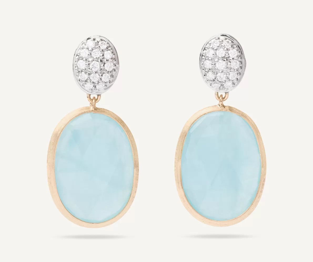 Marco Bicego 18Kt Yellow Gold Pendant Earring With Aquamarines