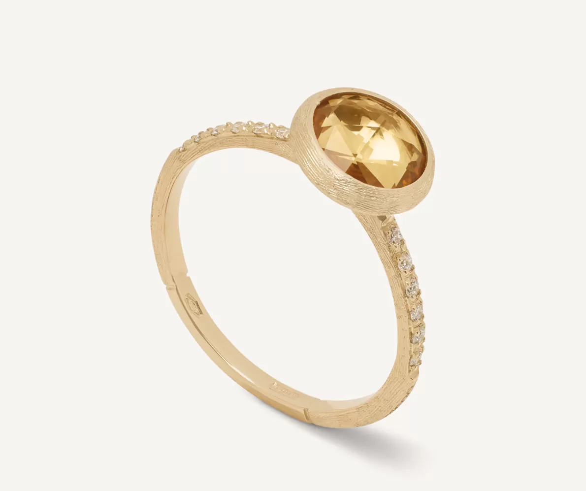 Marco Bicego 18Kt Yellow Gold Ring With Citrine Quartz And Diamonds