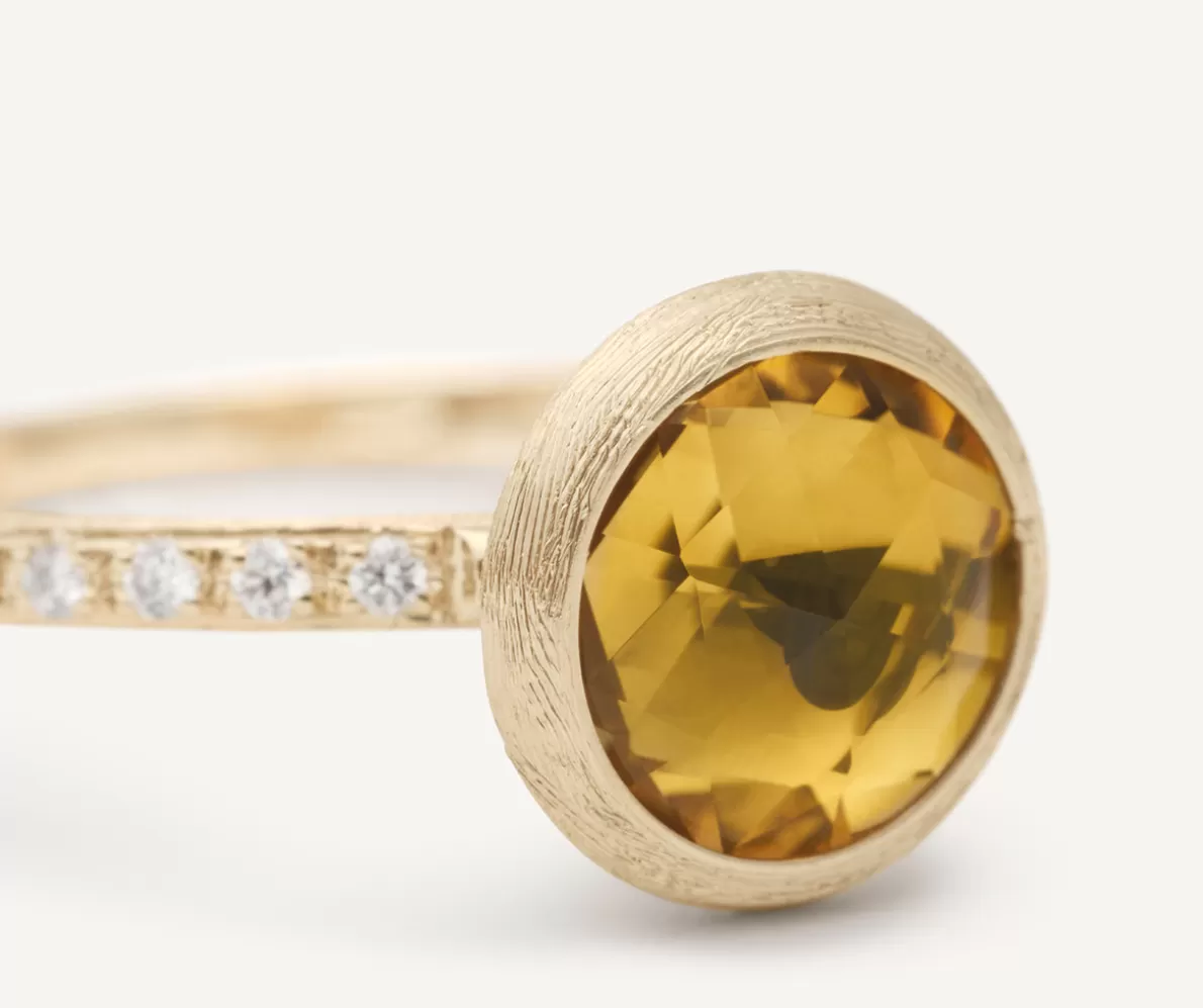 Marco Bicego 18Kt Yellow Gold Ring With Citrine Quartz And Diamonds