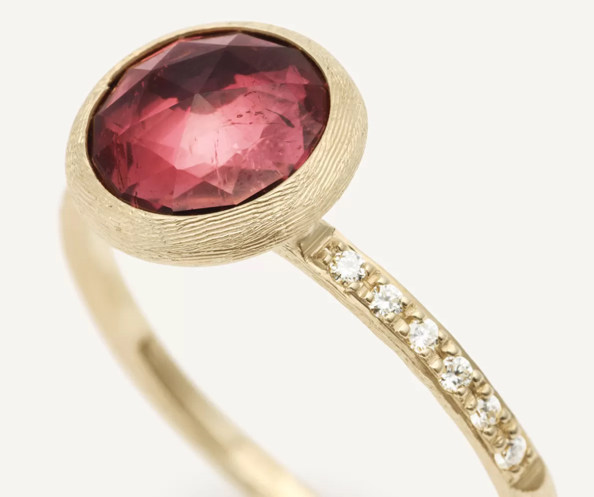 Marco Bicego 18Kt Yellow Gold Ring With Pink Tourmaline And Diamonds