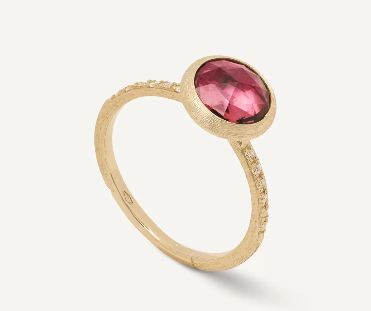 Marco Bicego 18Kt Yellow Gold Ring With Pink Tourmaline And Diamonds